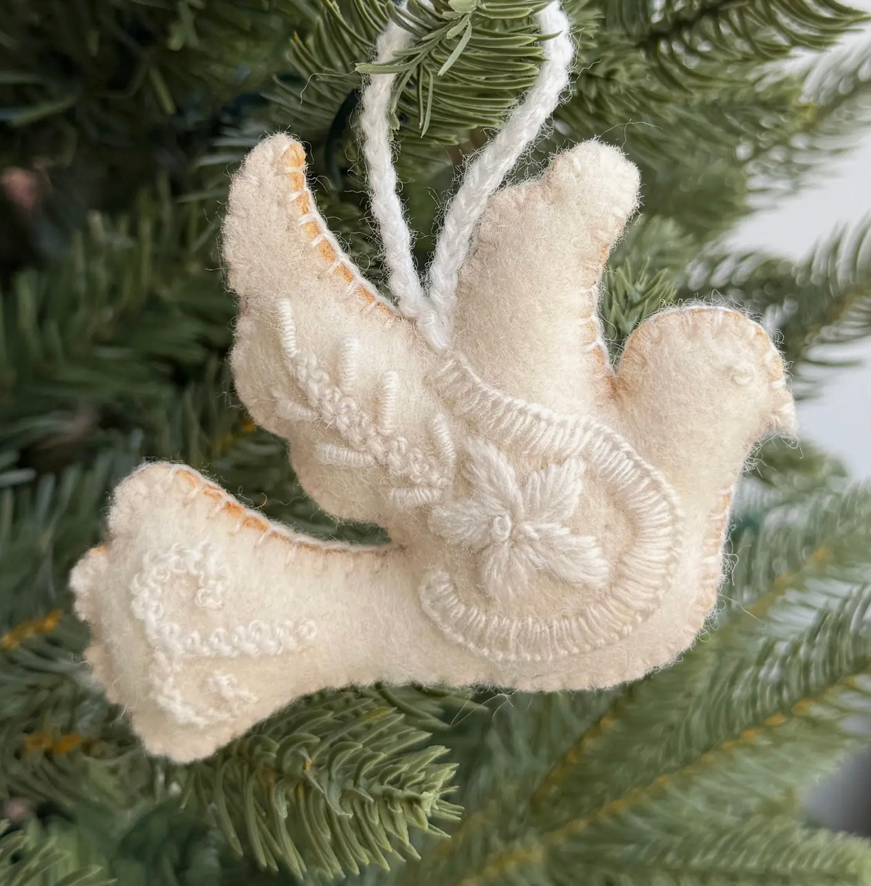 White Dove Wool Ornament