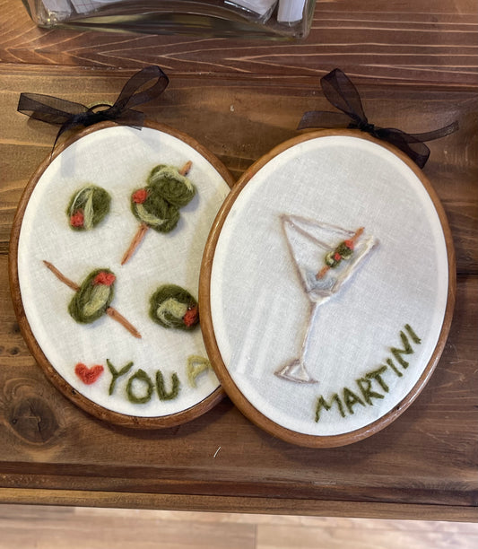 I ❤️ you a Tini & Martini Glass Embrodiery ArtByGrayce