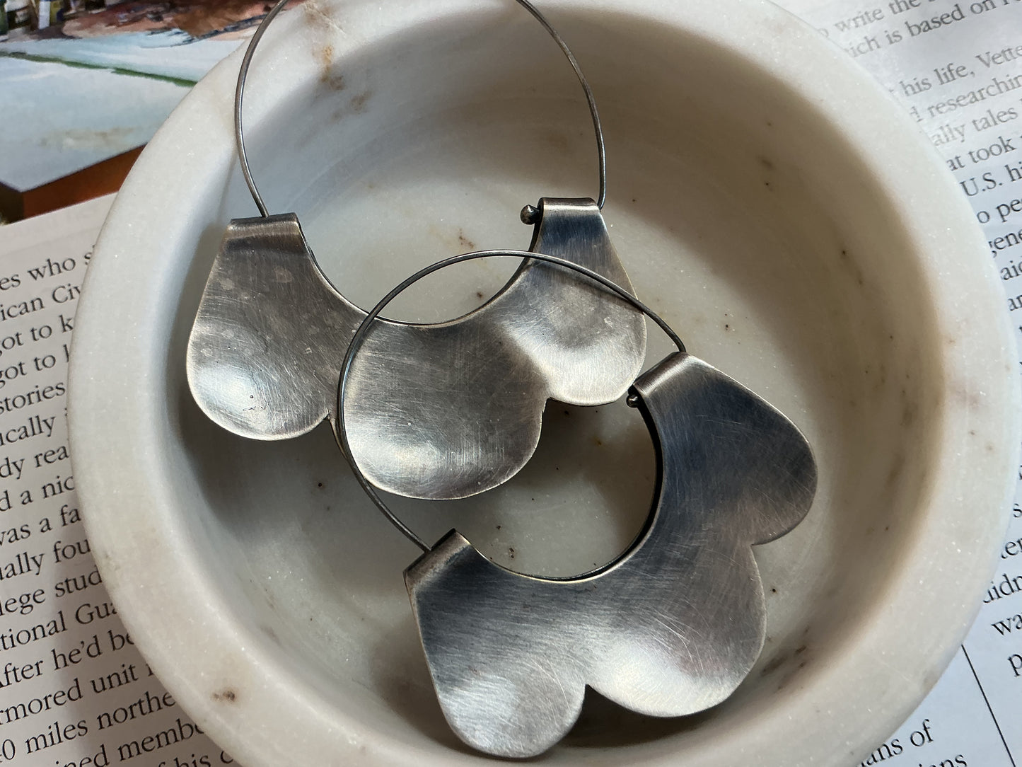 Silver Metal Earring Pair