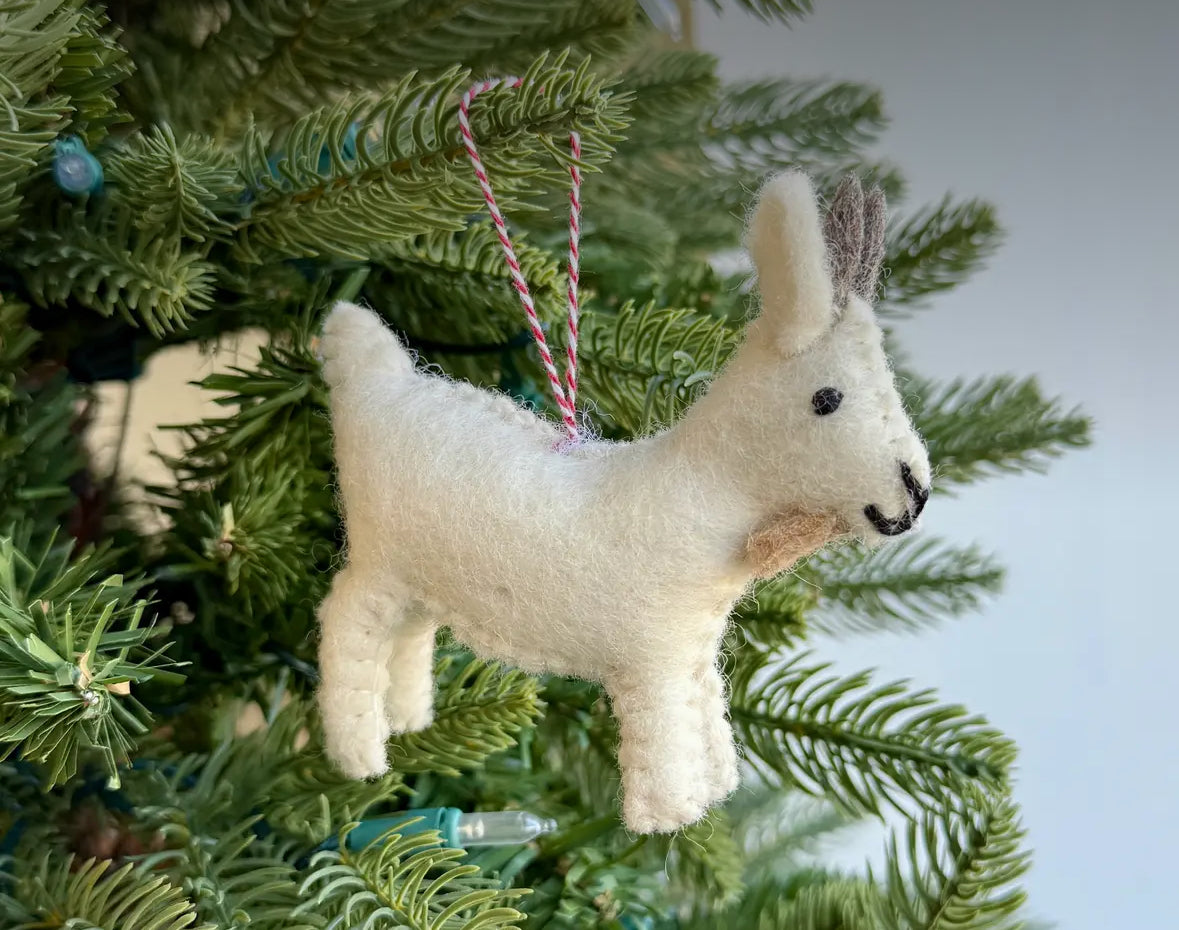White Goat Felt Ornaments