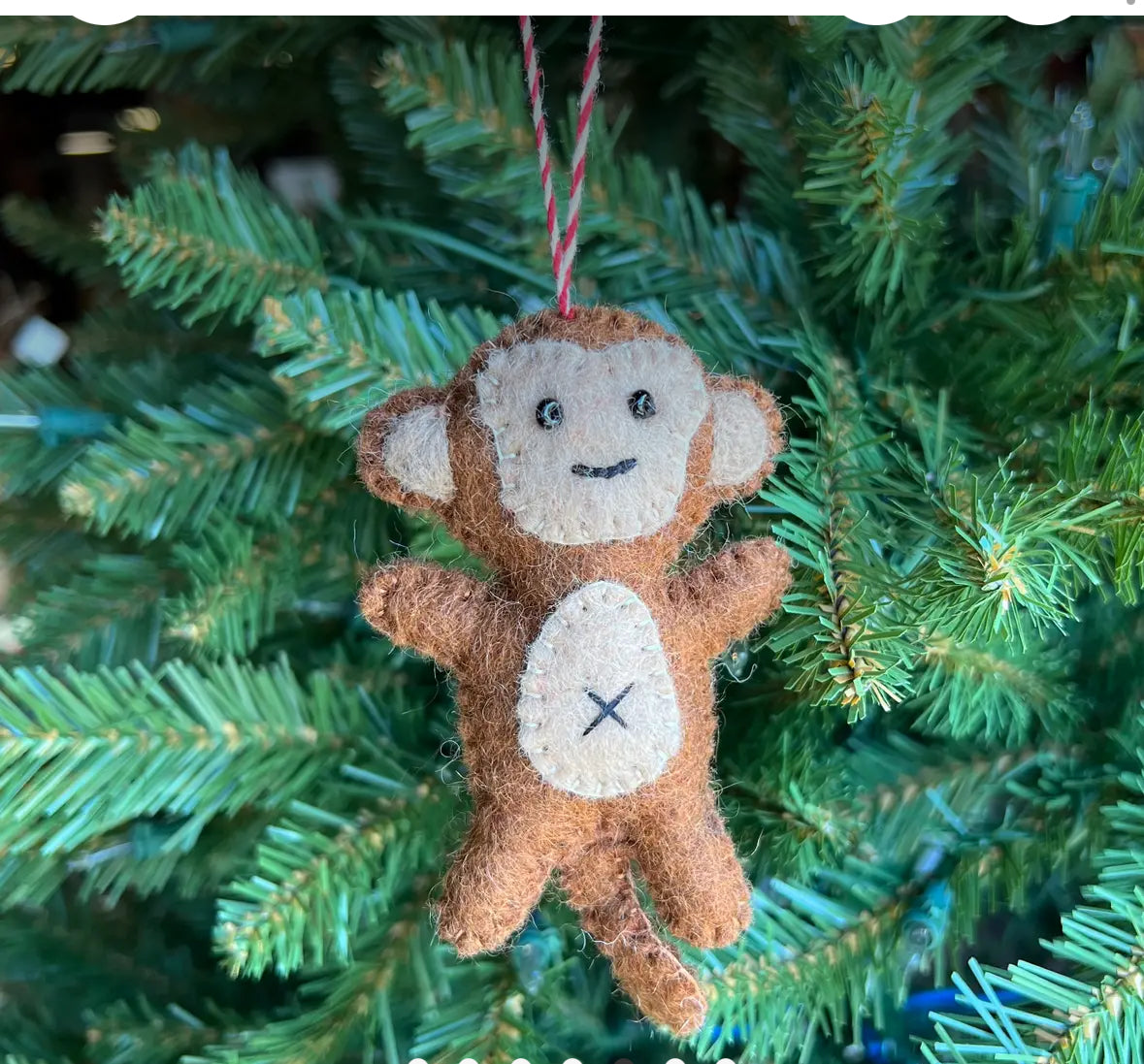 Monkey Felt Ornament