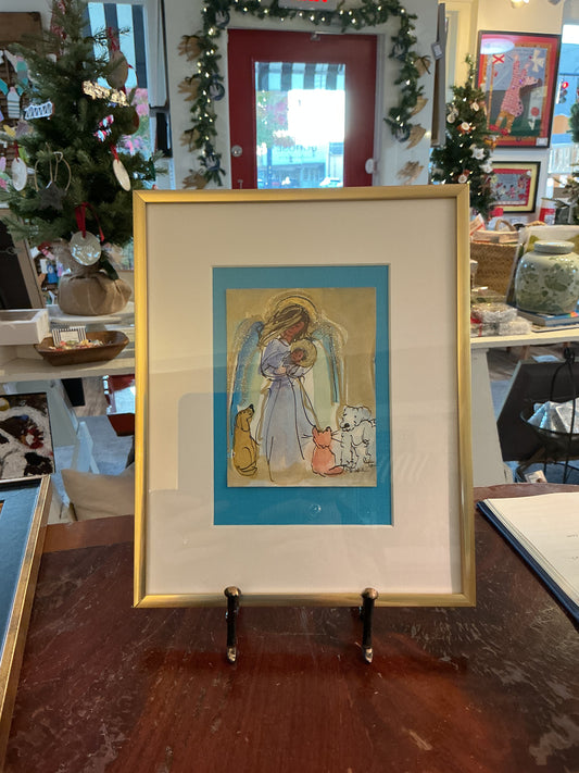 Angel and Pets Watercolor