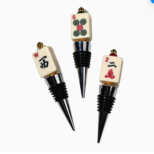 Mahjong tile bottle stopper with real tile