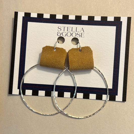 Leather Cuff Silver Hoop Earrings by Sheri Hofherr