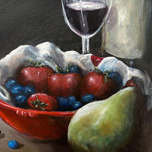 Pear,Strawberries and Blueberries by Ron Brown