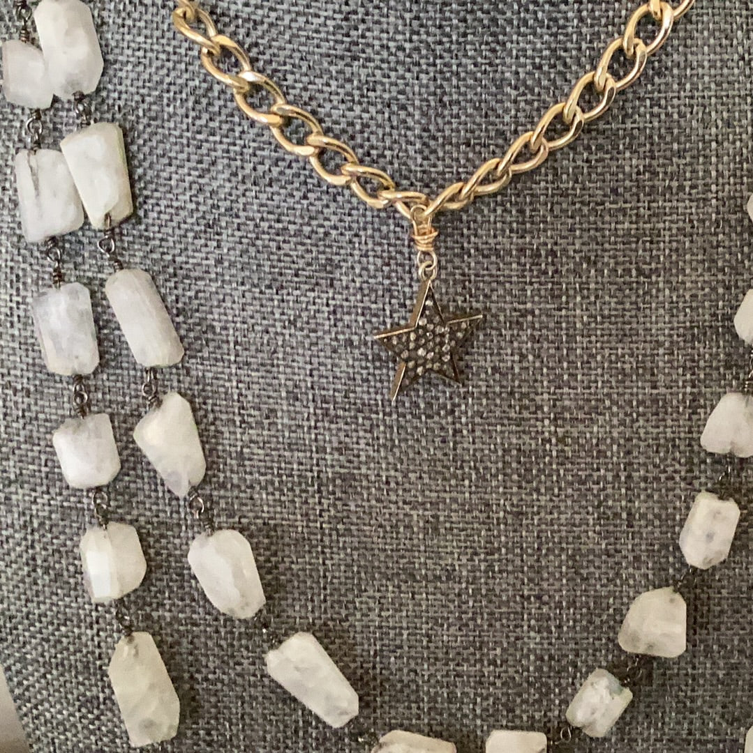 Star Pavé Diamond Necklace on Gold Chain