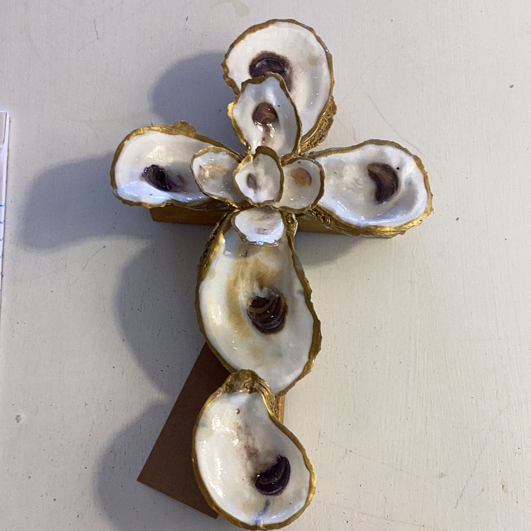 Oyster Shell Art Cross