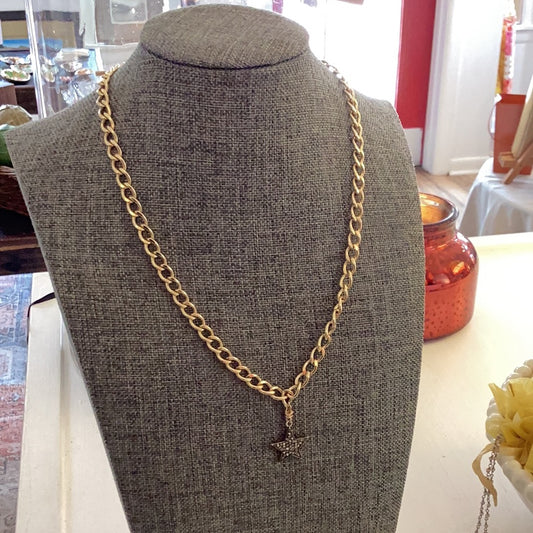 Star Pavé Diamond Necklace on Gold Chain