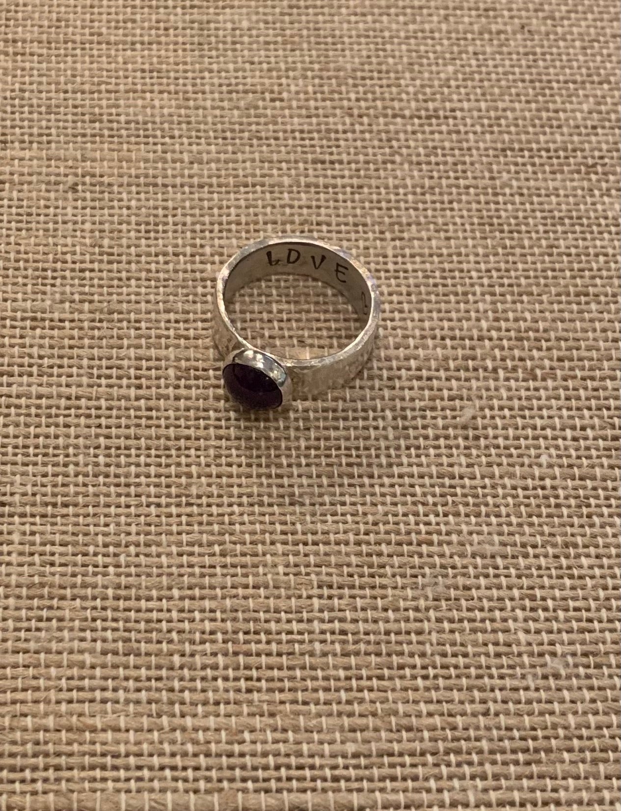 Amethyst Ring with “Love” inscription