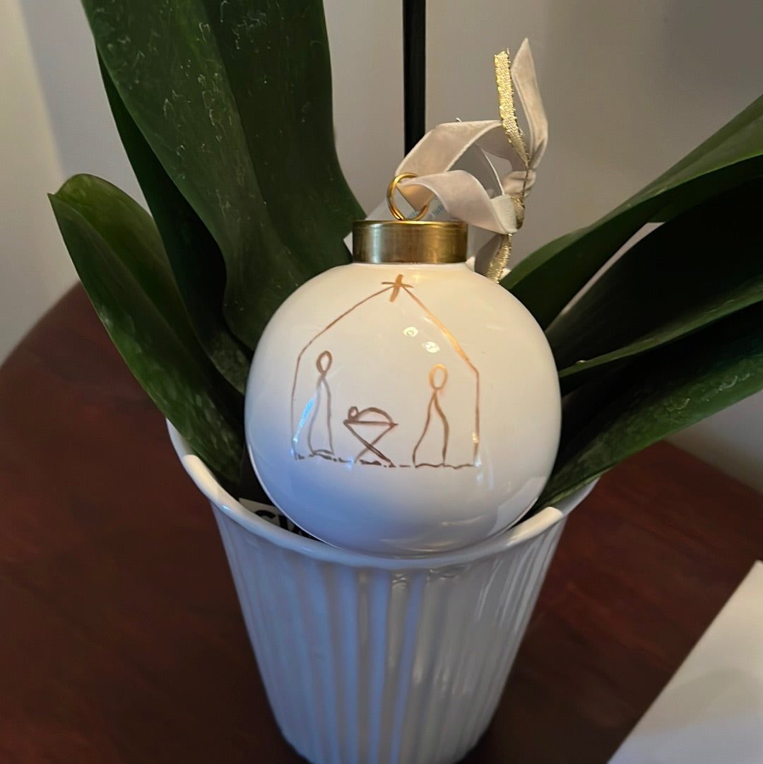 Nativity White Ornament by Lillie