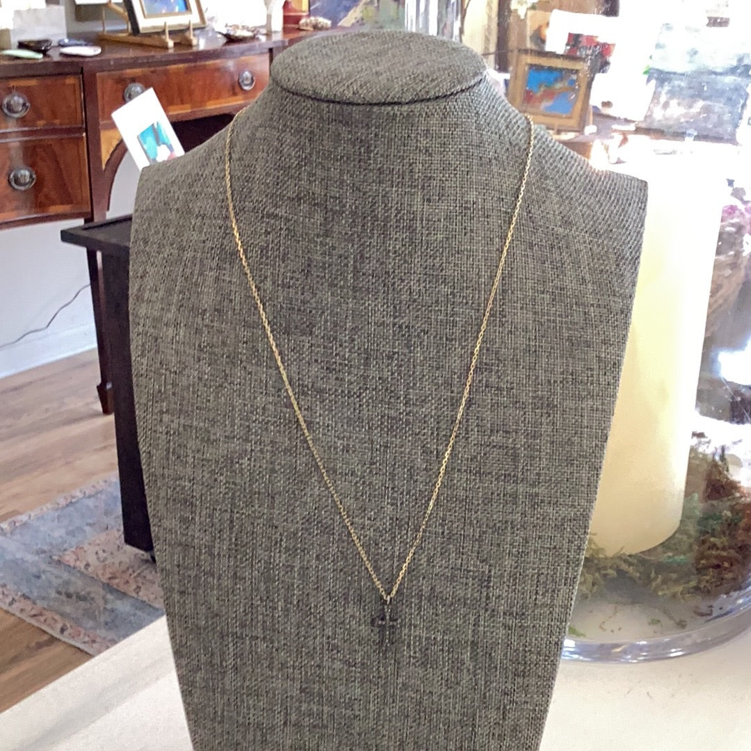 Pave Cross on Gold Chain